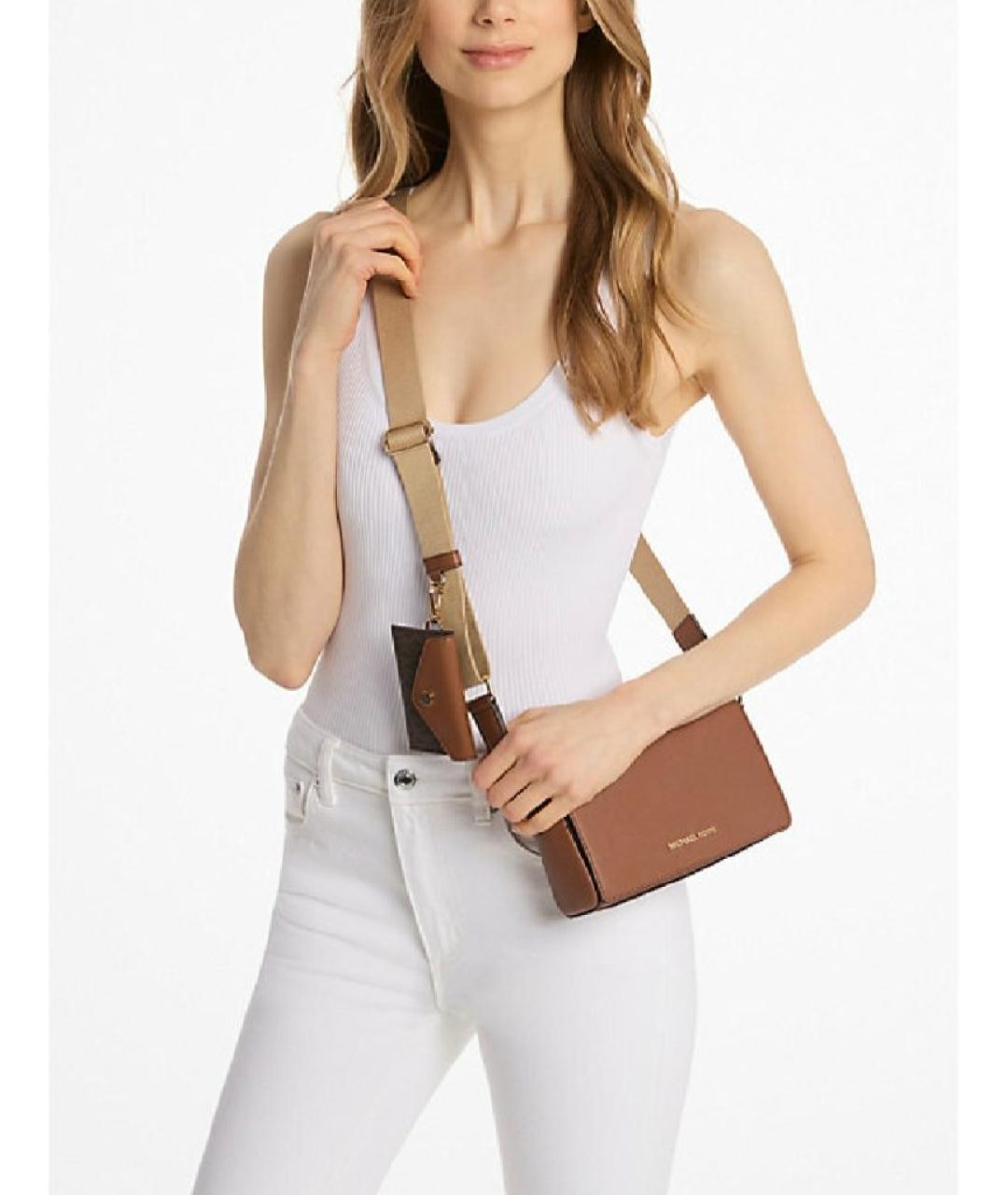 MICHAEL KORS Коричневая кожаная сумка через плечо, фото 3