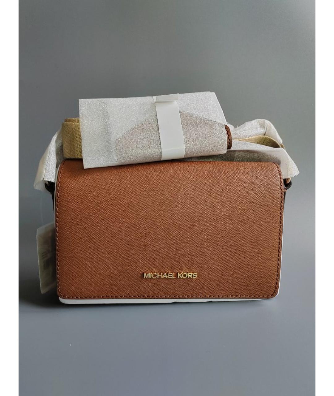 MICHAEL KORS Коричневая кожаная сумка через плечо, фото 4