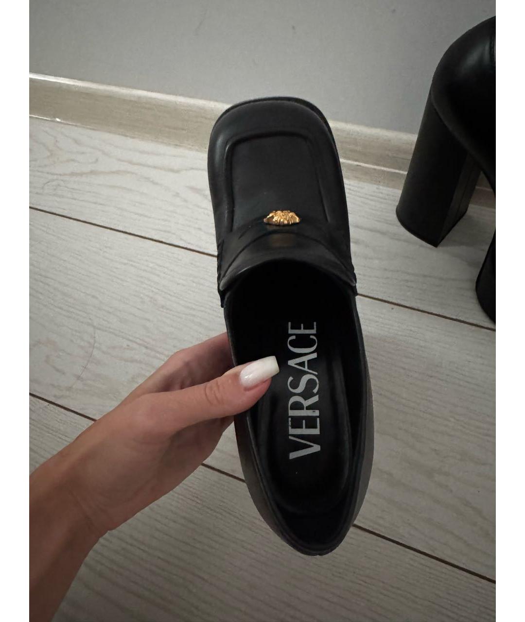 VERSACE Черные кожаные ботильоны, фото 7