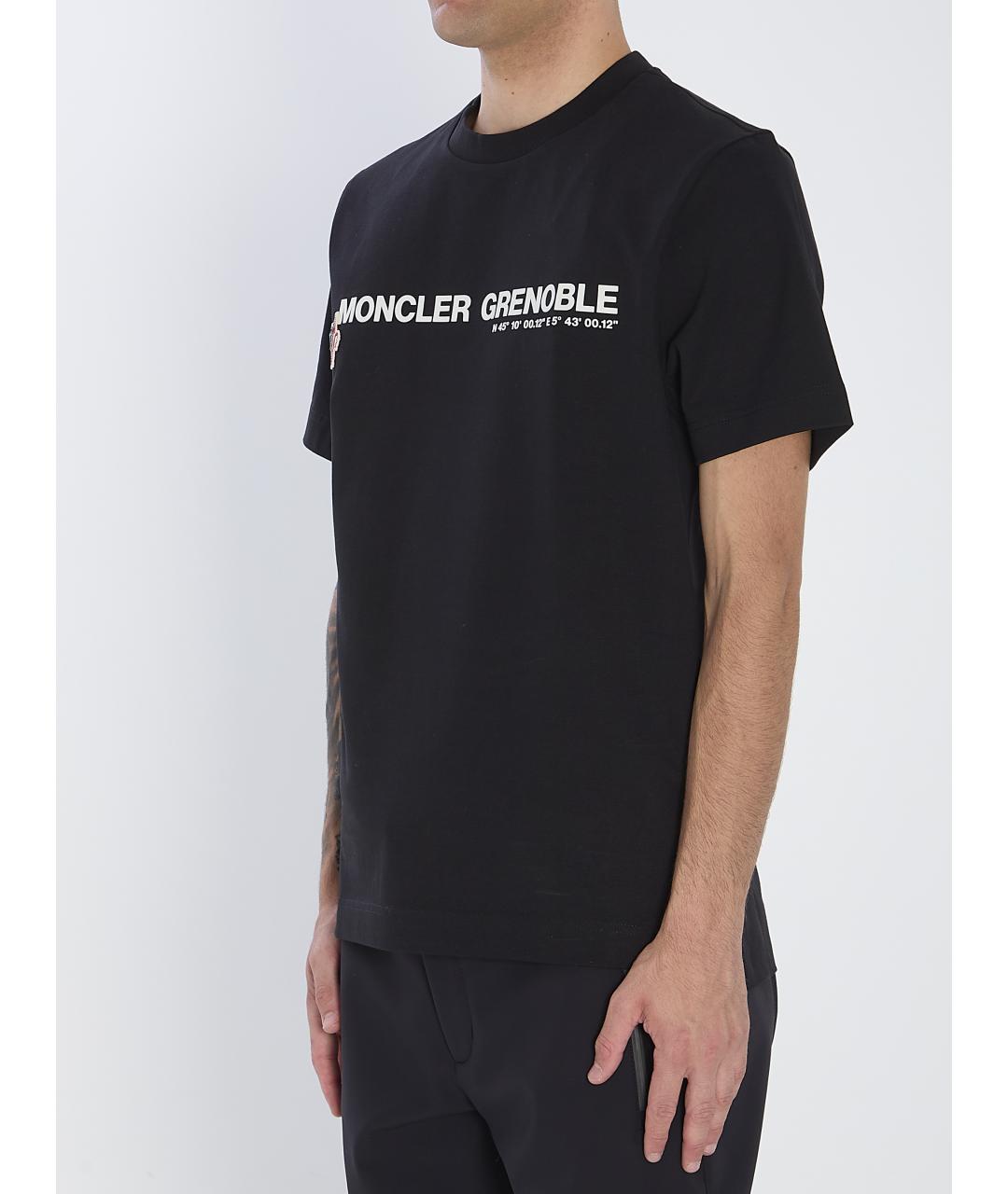MONCLER GRENOBLE Черная хлопковая футболка, фото 3