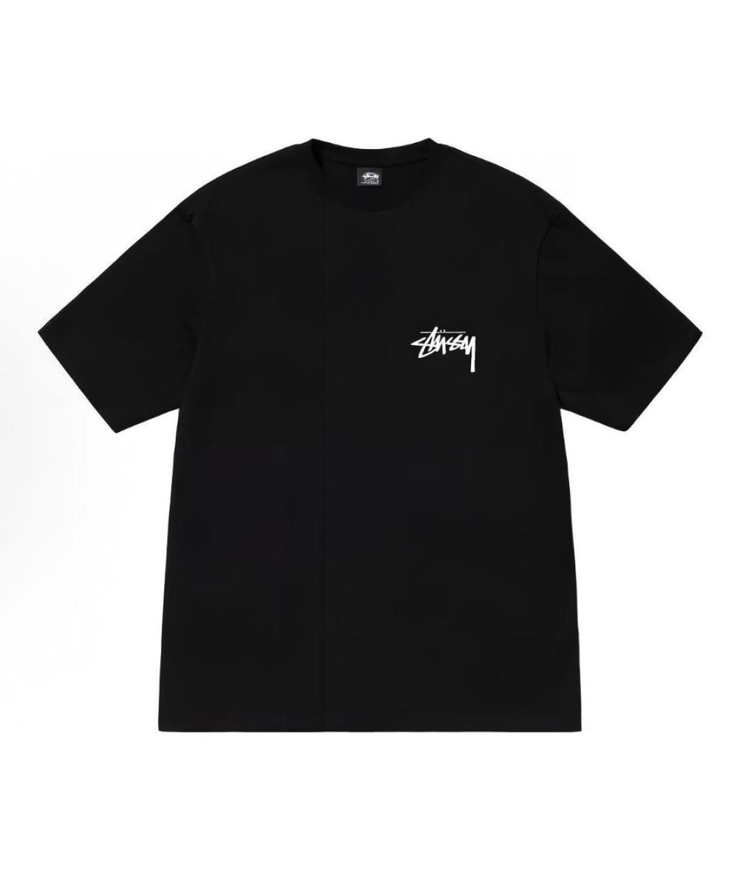 STUSSY Черная хлопковая футболка, фото 2