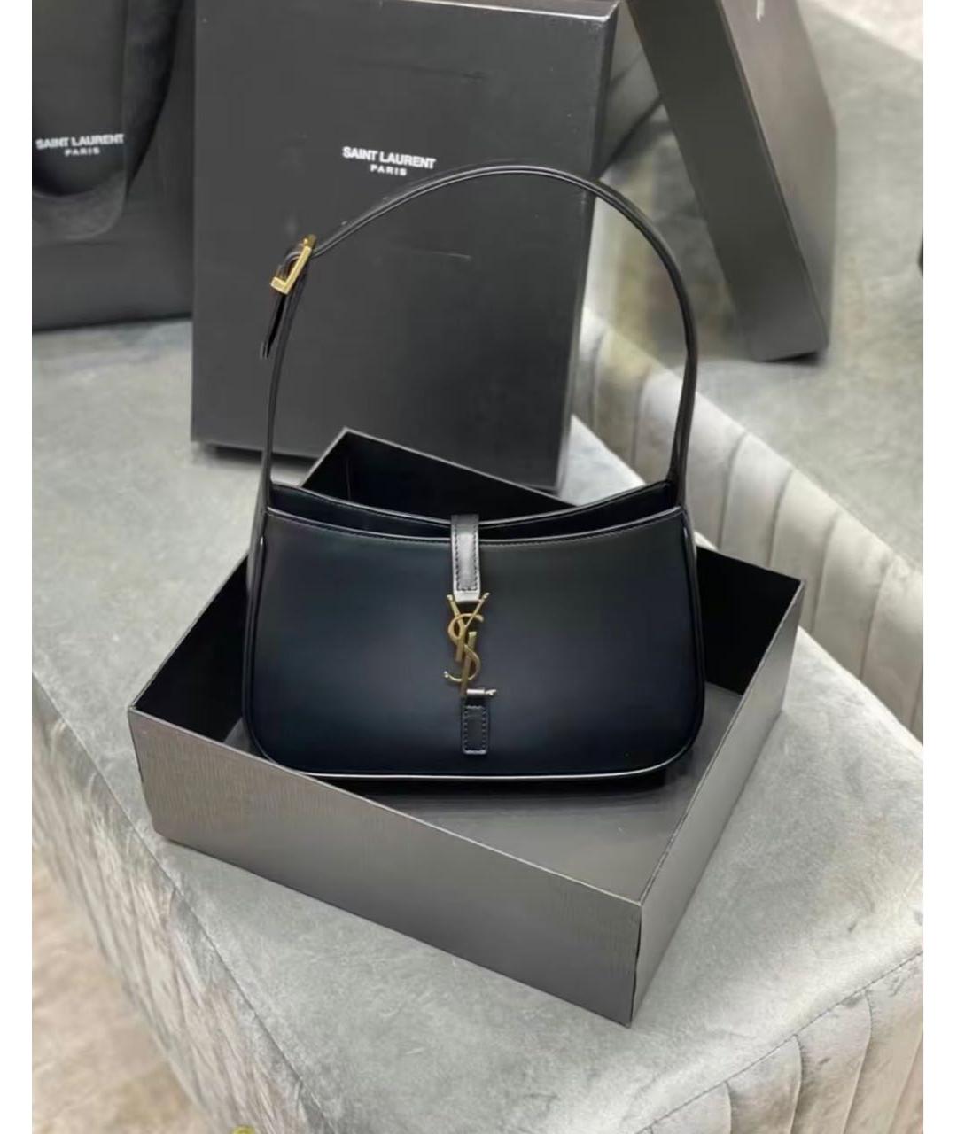 SAINT LAURENT Черная кожаная сумка с короткими ручками, фото 2