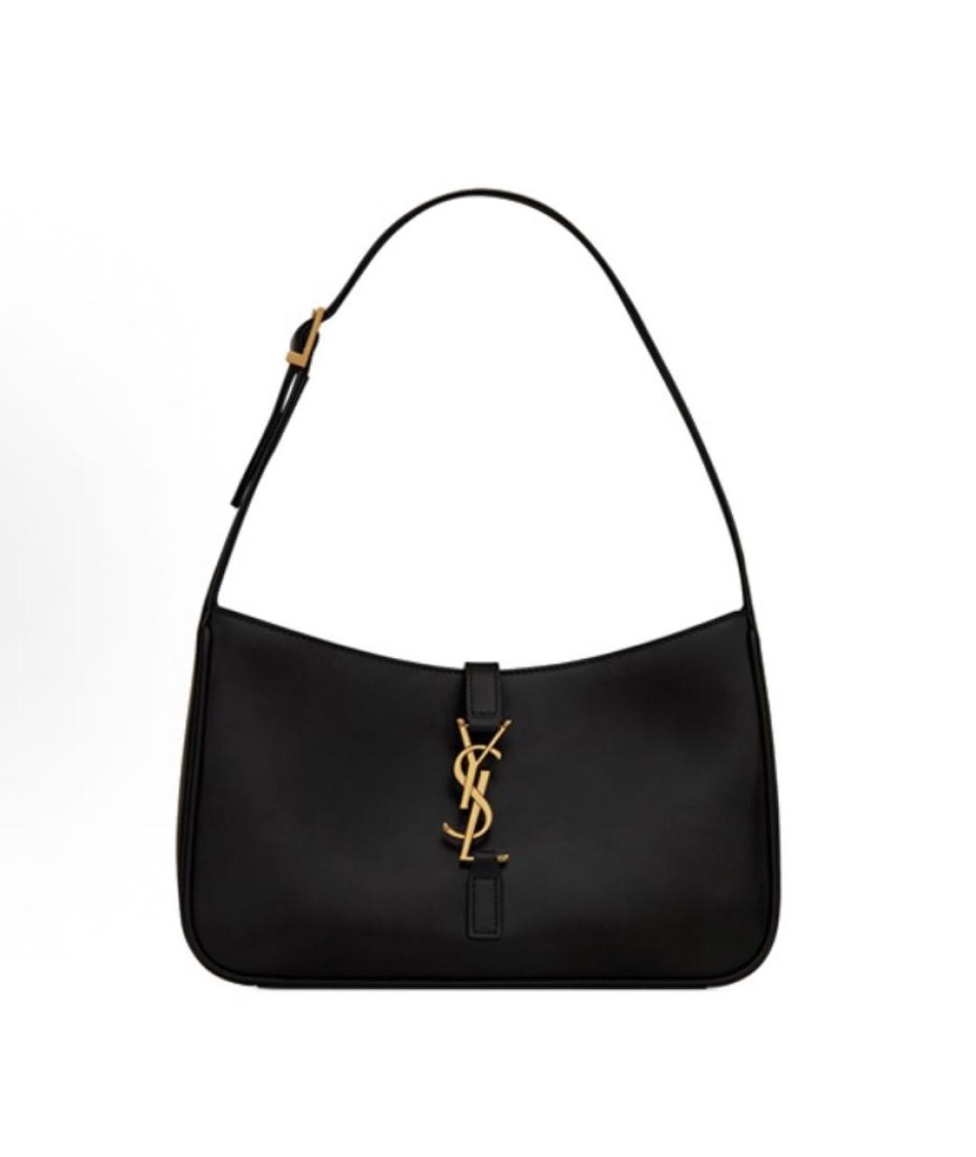 SAINT LAURENT Черная кожаная сумка с короткими ручками, фото 3