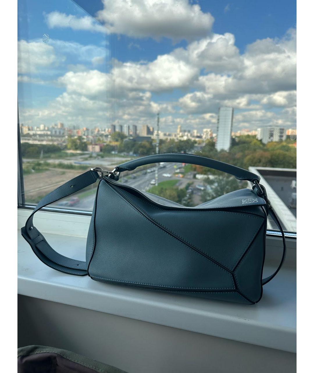 LOEWE Голубая кожаная сумка через плечо, фото 5