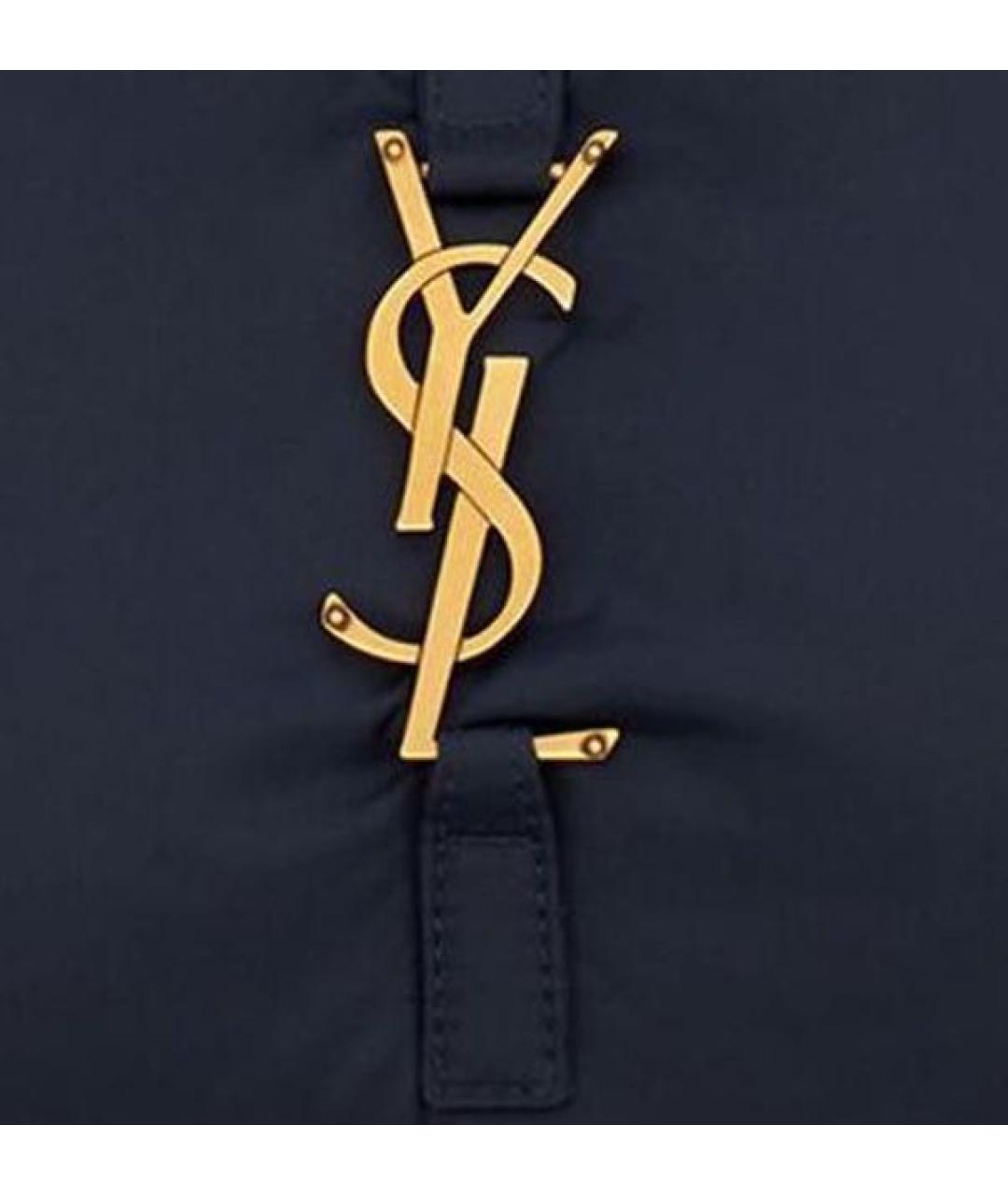 SAINT LAURENT Темно-синяя тканевая сумка через плечо, фото 2