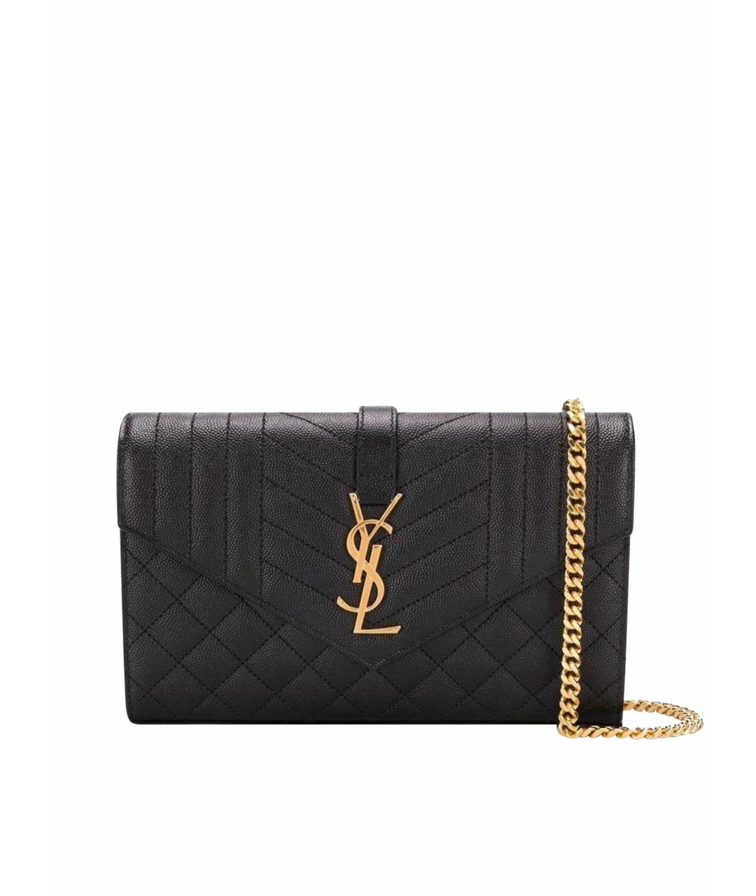 SAINT LAURENT Черная кожаная сумка через плечо, фото 1