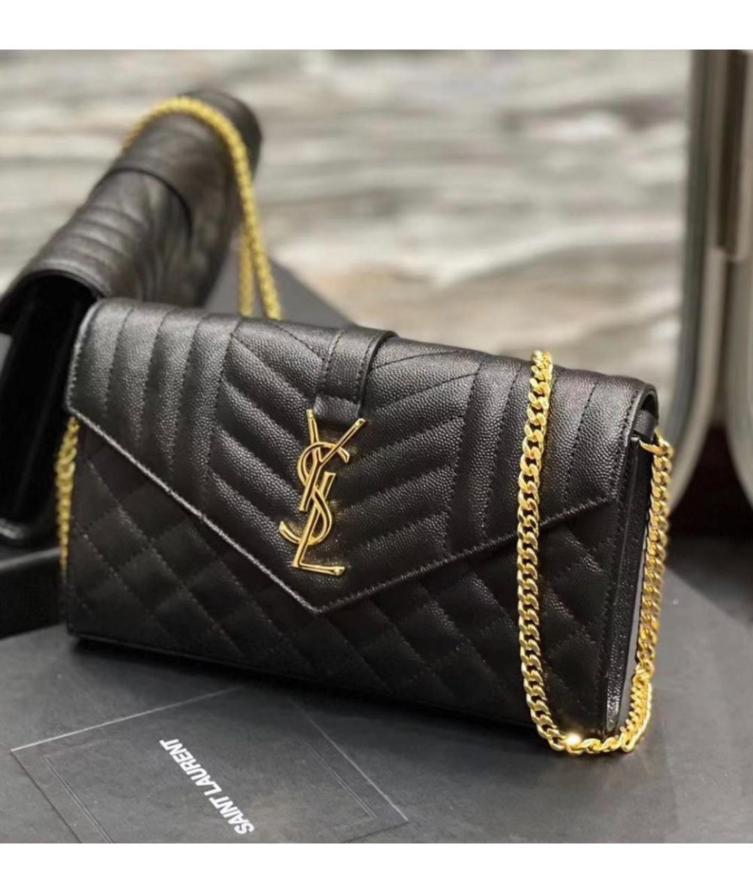SAINT LAURENT Черная кожаная сумка через плечо, фото 4