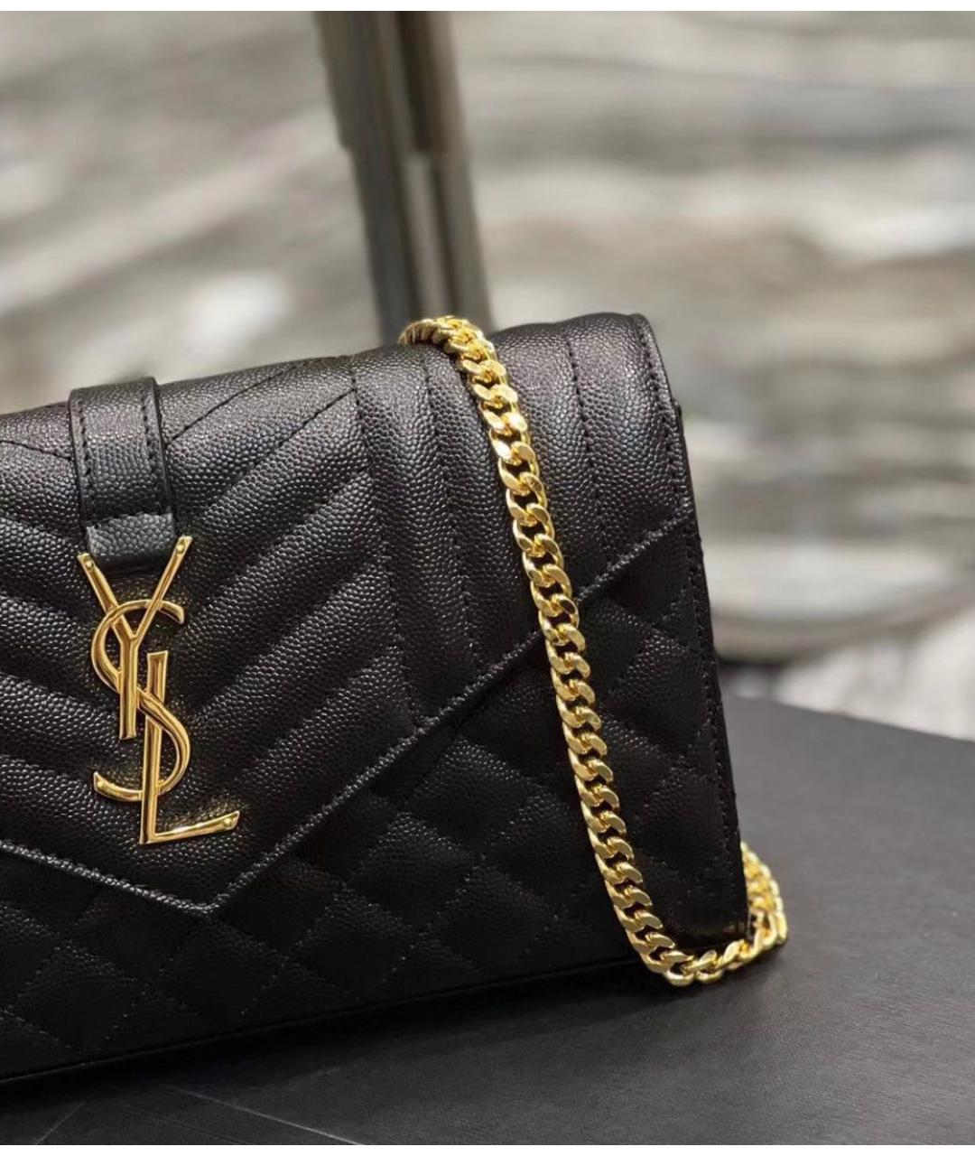 SAINT LAURENT Черная кожаная сумка через плечо, фото 3