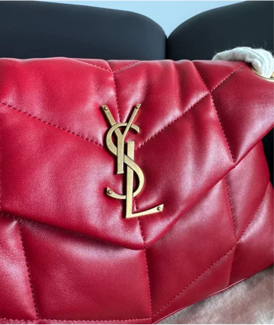 SAINT LAURENT Красная кожаная сумка через плечо, фото 4