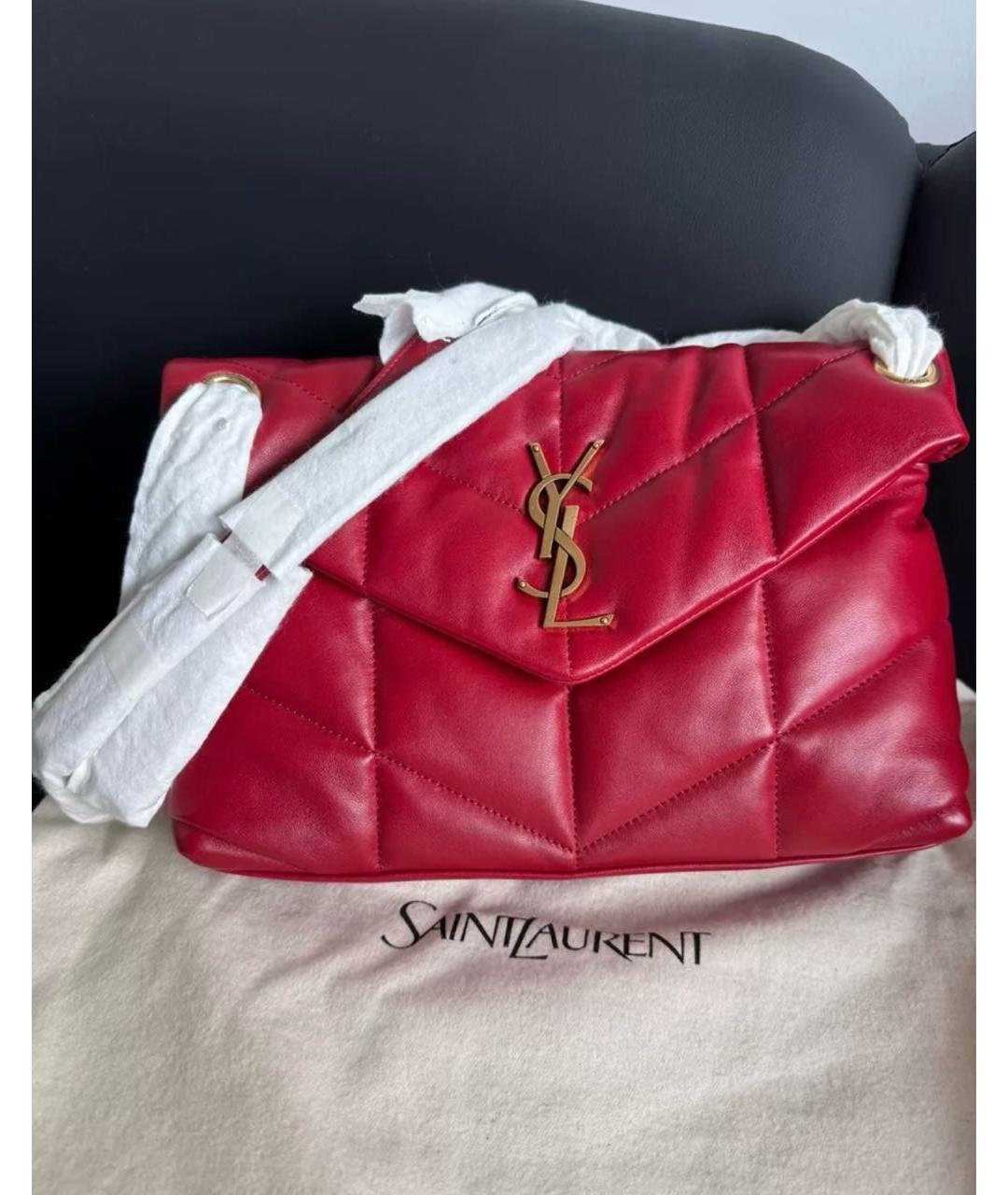 SAINT LAURENT Красная кожаная сумка через плечо, фото 2