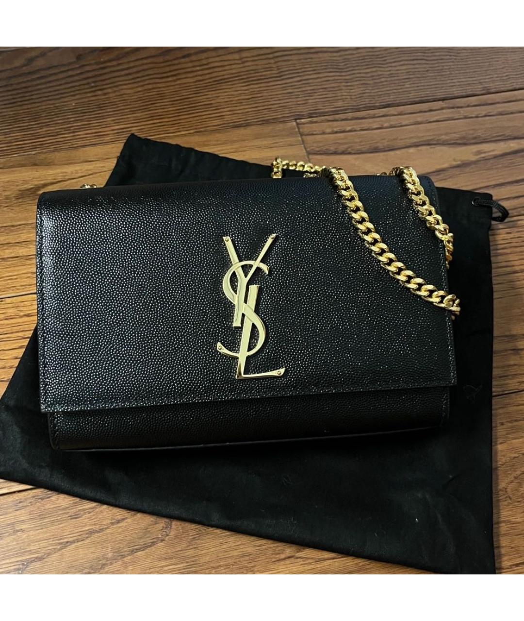 SAINT LAURENT Черная кожаная сумка через плечо, фото 2