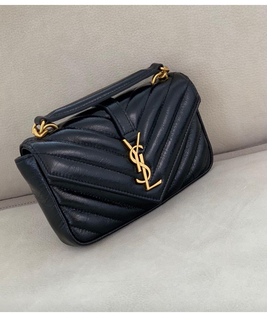 SAINT LAURENT Черная кожаная сумка через плечо, фото 3