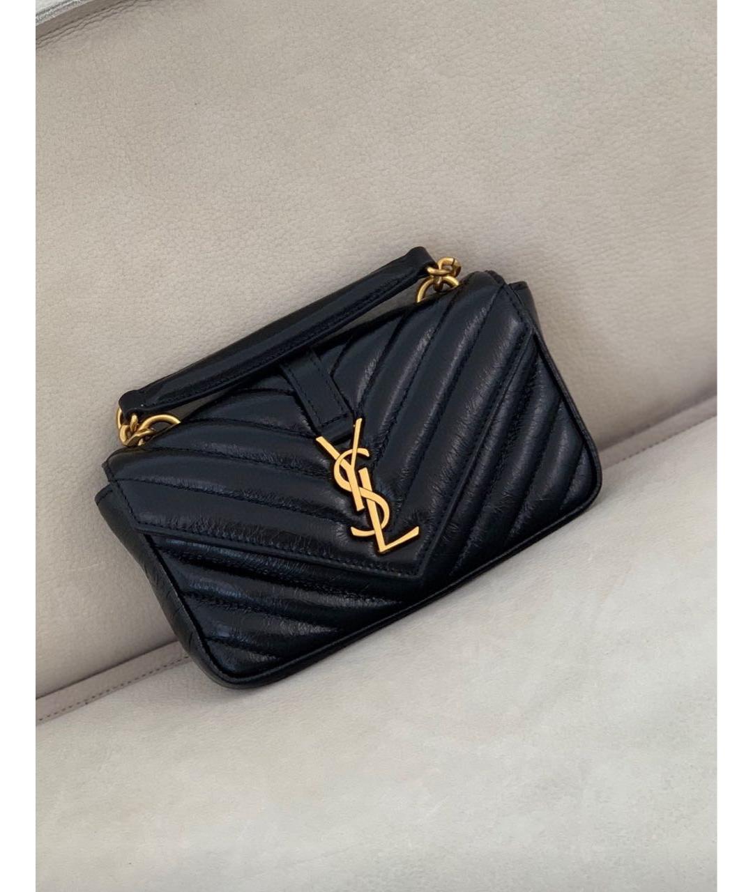 SAINT LAURENT Черная кожаная сумка через плечо, фото 2