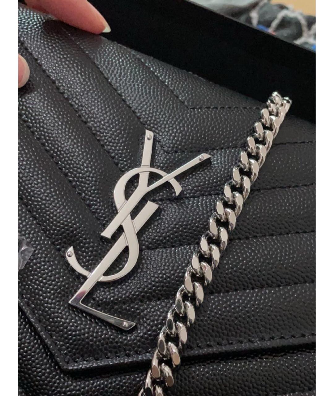 SAINT LAURENT Черная кожаная сумка через плечо, фото 4