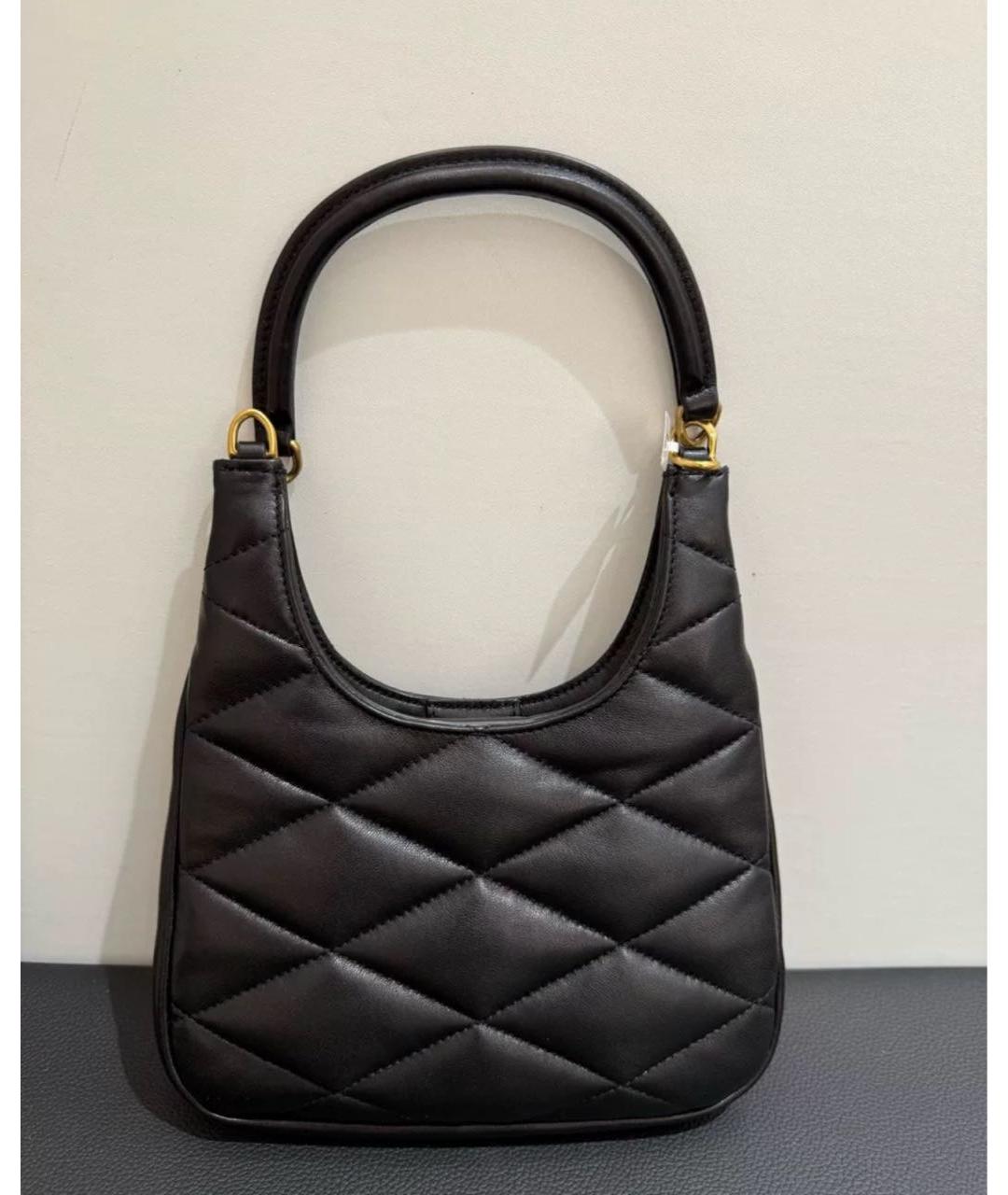 SAINT LAURENT Черная кожаная сумка с короткими ручками, фото 4