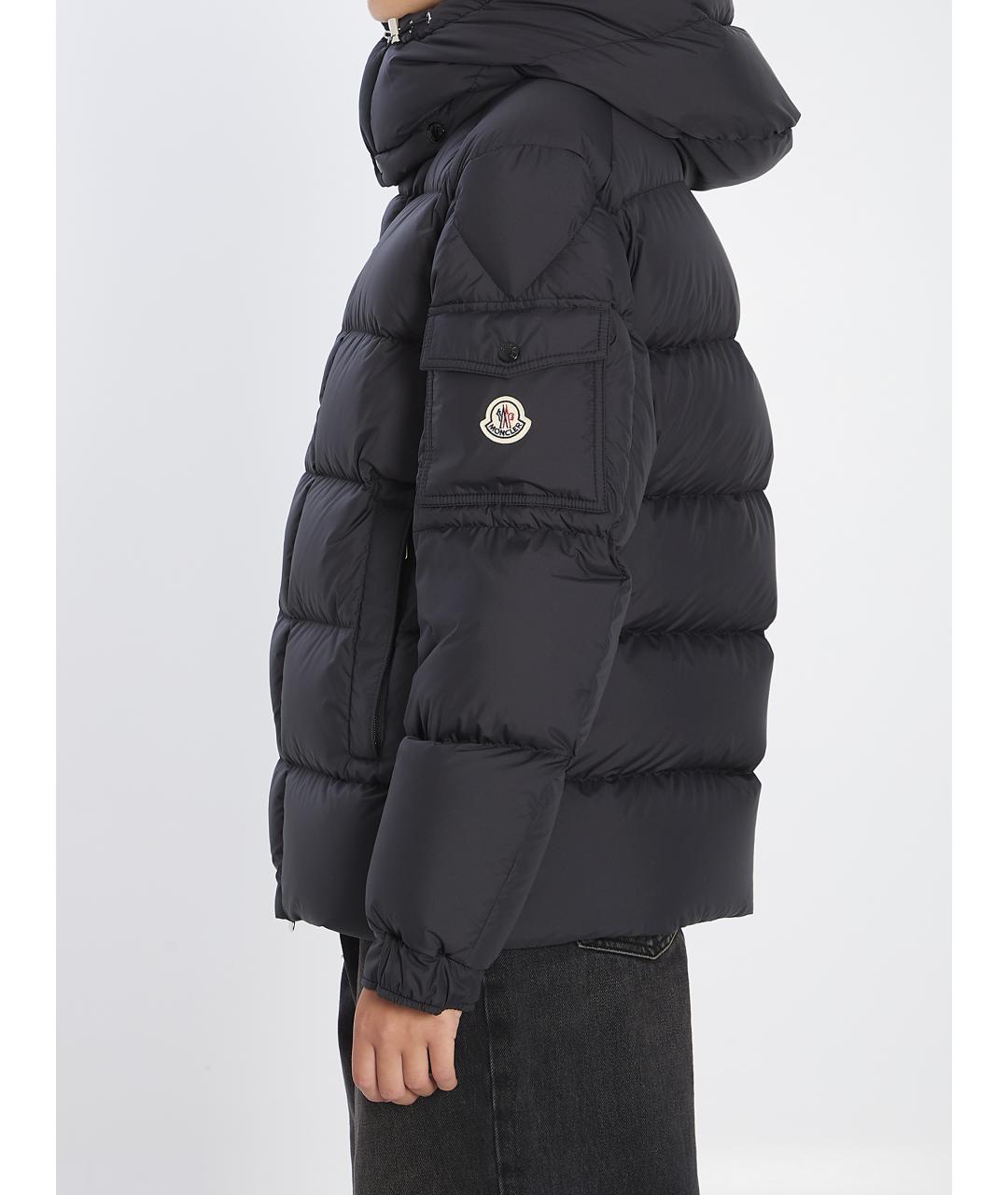 MONCLER Черный полиэстеровый пуховик, фото 4