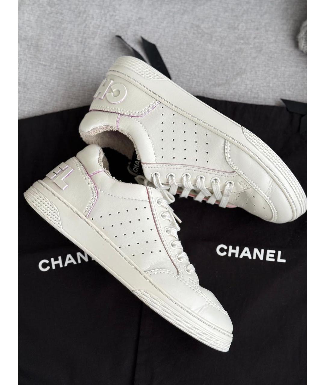 CHANEL Белые кожаные кеды, фото 8