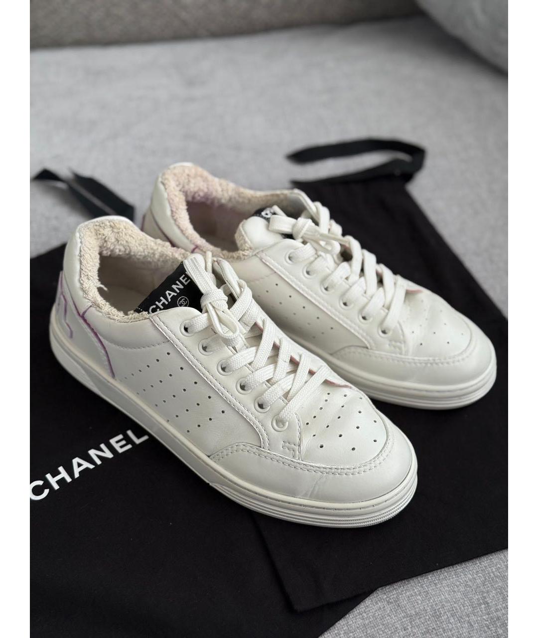 CHANEL Белые кожаные кеды, фото 6