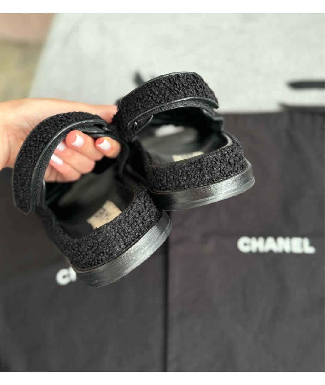 CHANEL Черные сандалии, фото 4