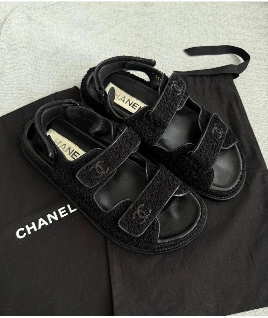 CHANEL Черные сандалии, фото 2