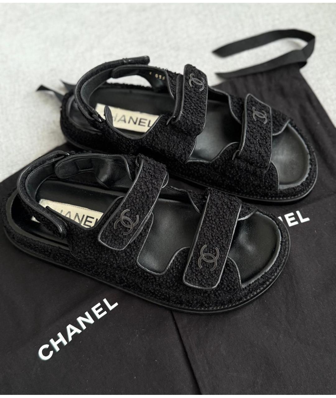 CHANEL Черные сандалии, фото 6