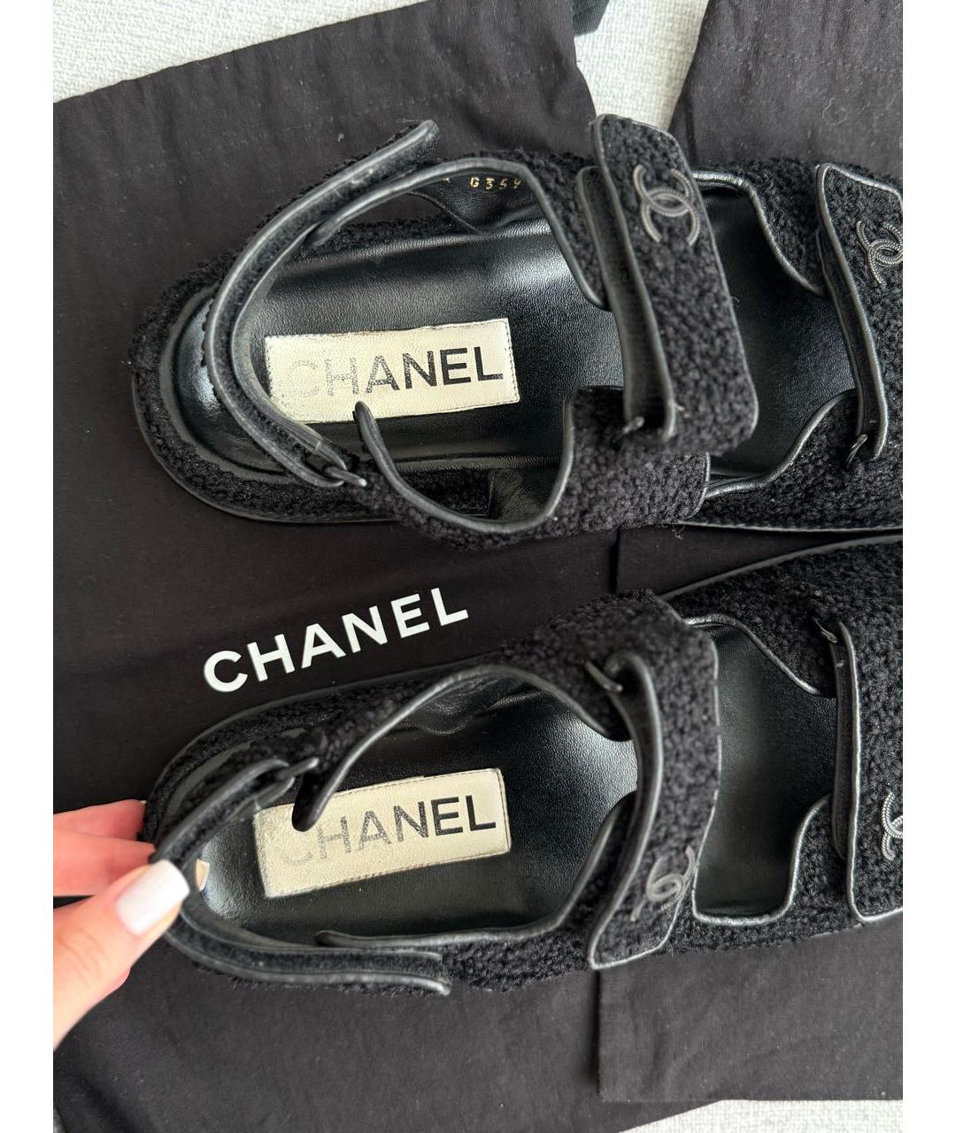 CHANEL Черные сандалии, фото 3