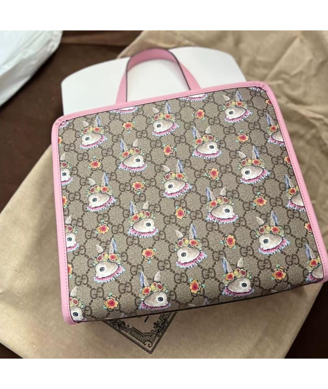 GUCCI Бежевая тканевая сумка с короткими ручками, фото 6