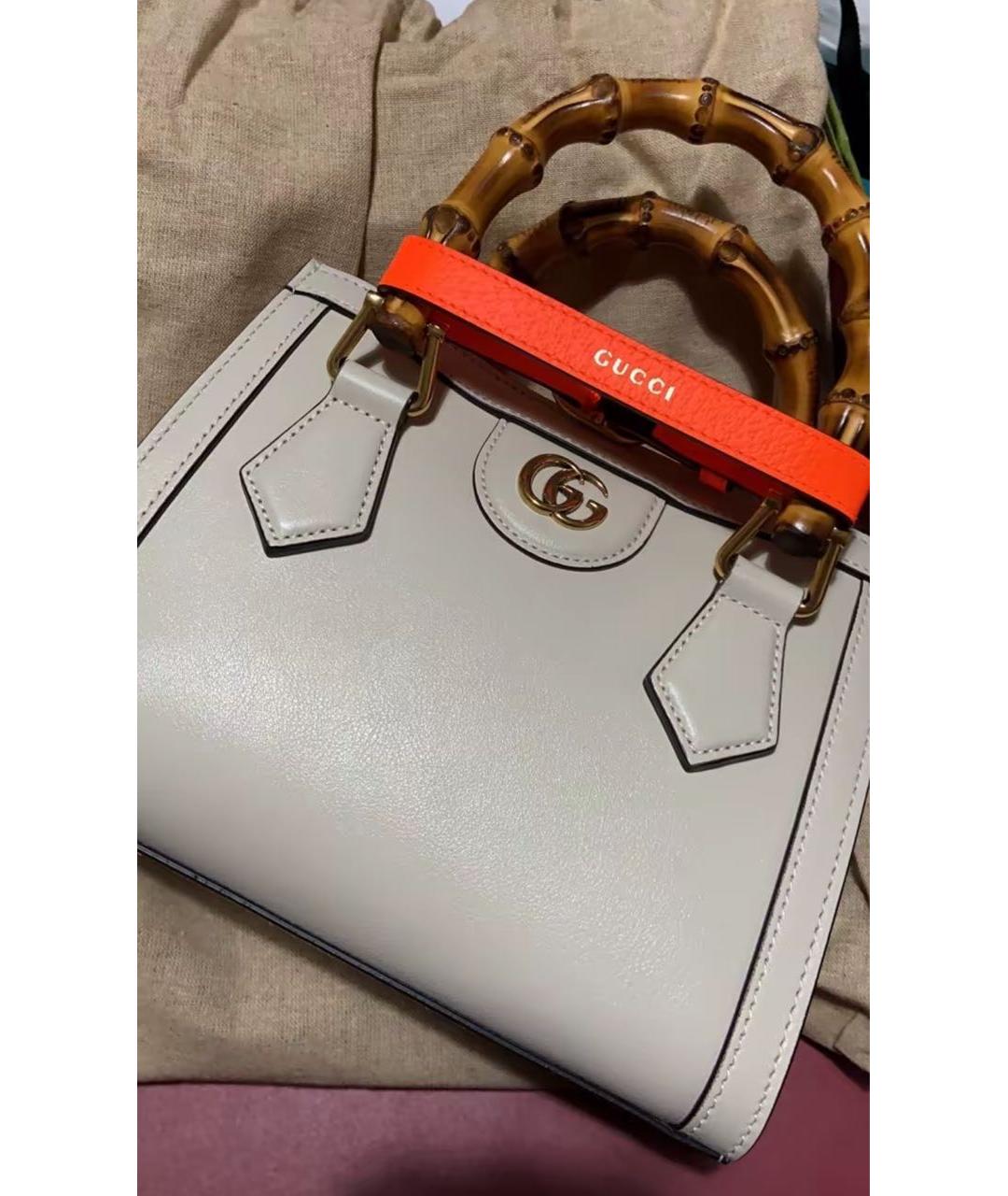 GUCCI Белая кожаная сумка с короткими ручками, фото 8