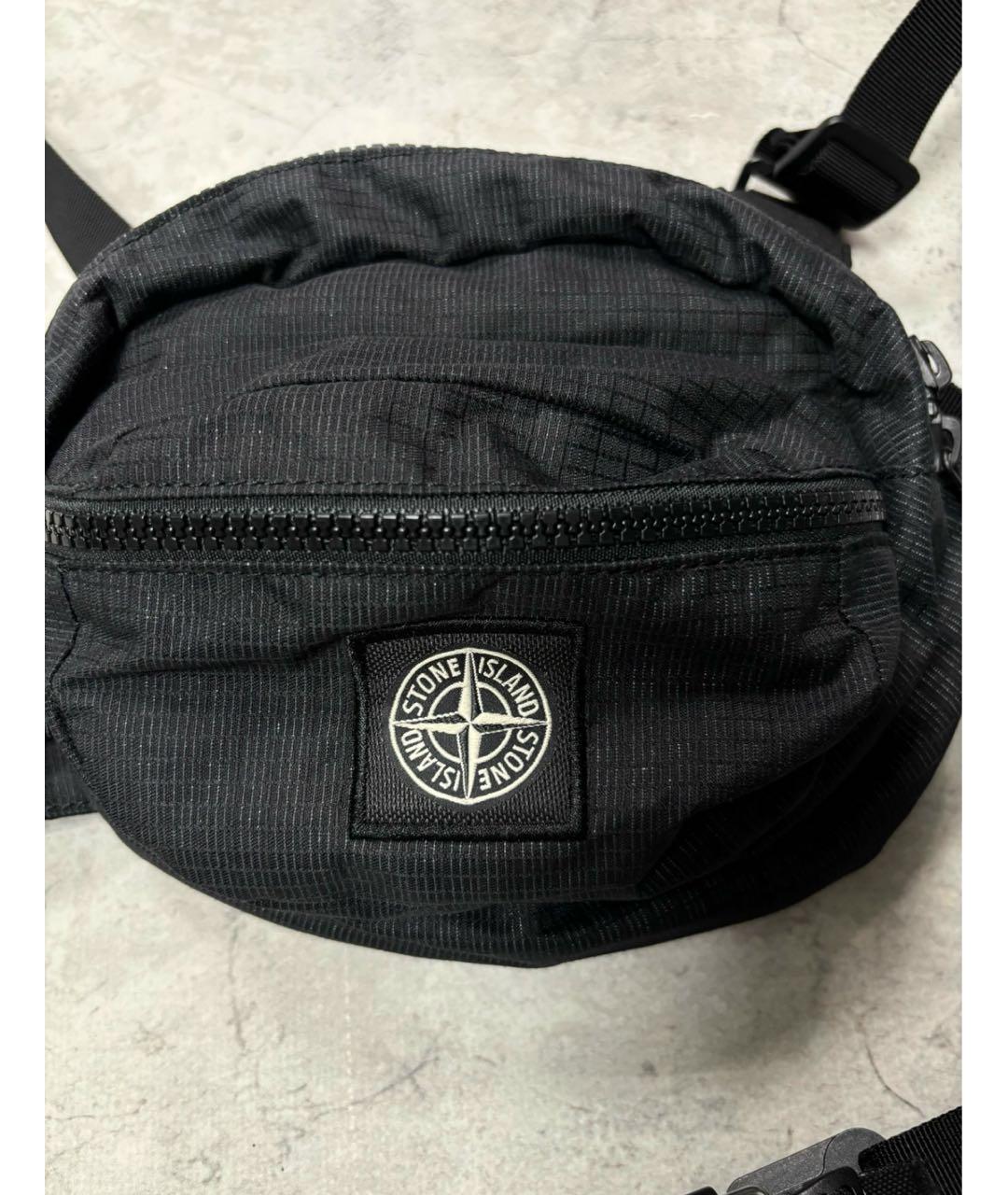 STONE ISLAND Черная хлопковая сумка на плечо, фото 3