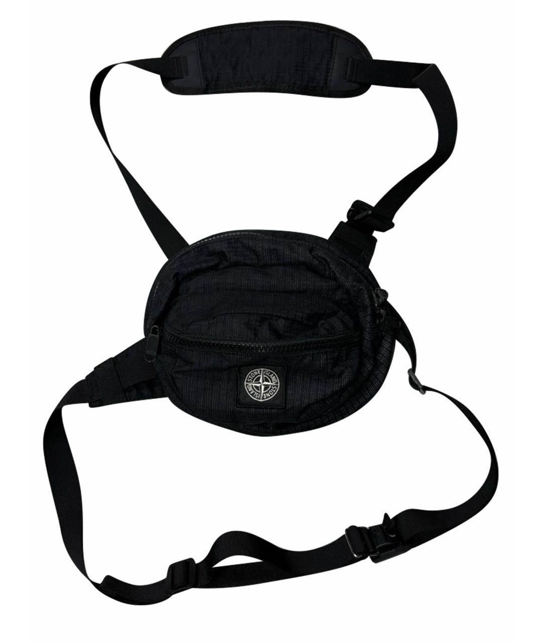 STONE ISLAND Черная хлопковая сумка на плечо, фото 1