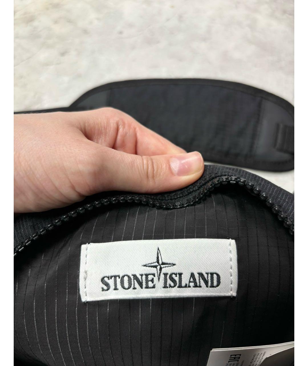 STONE ISLAND Черная хлопковая сумка на плечо, фото 7