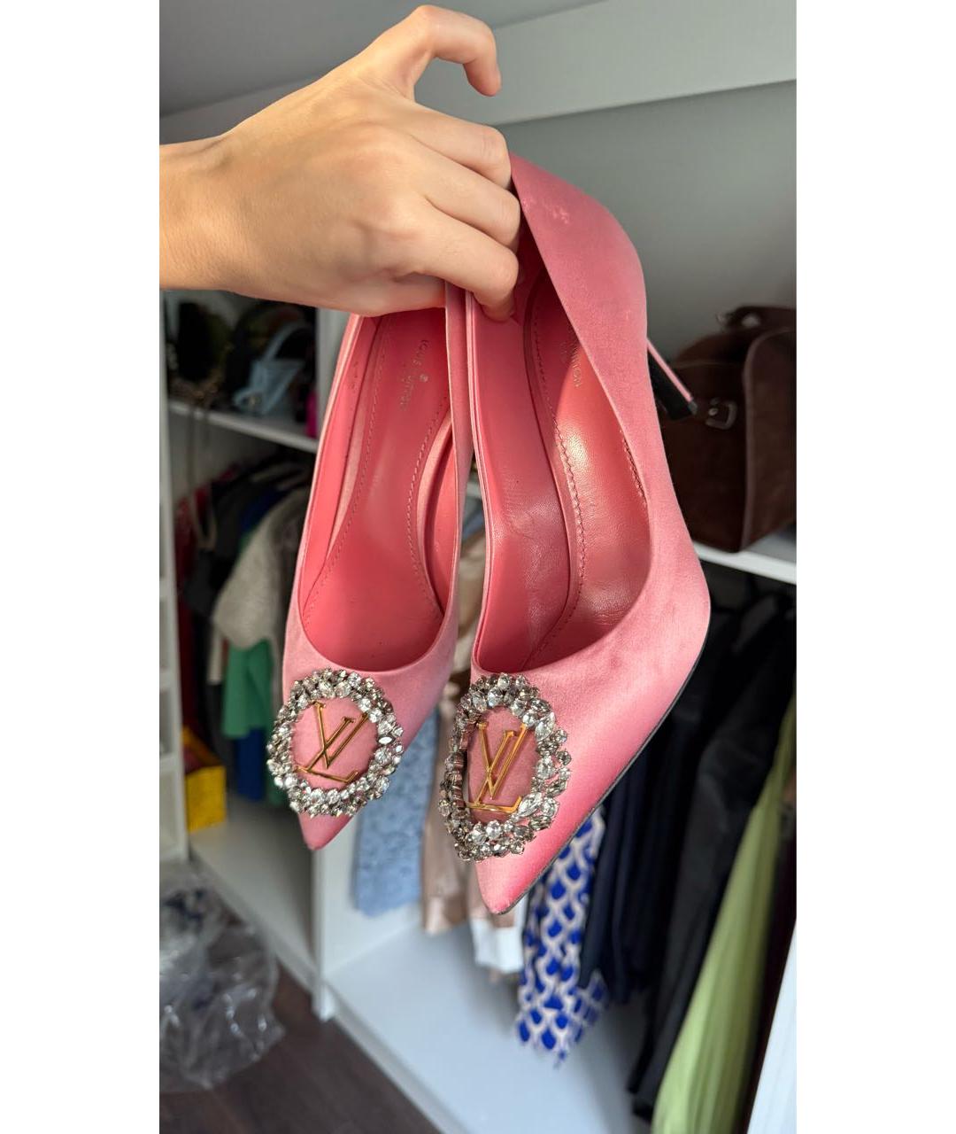 LOUIS VUITTON Розовые текстильные туфли, фото 4