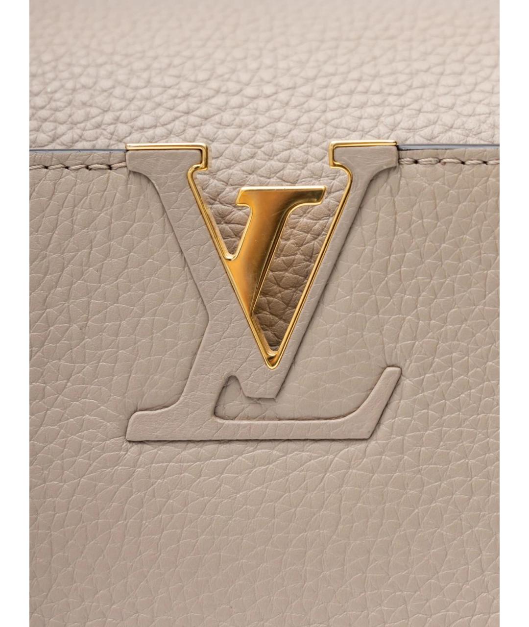 LOUIS VUITTON Бежевая кожаная сумка тоут, фото 5