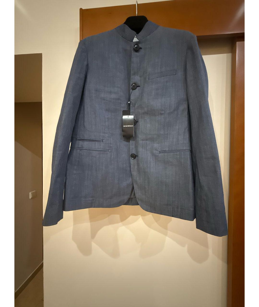 EMPORIO ARMANI Темно-синий хлопковый пиджак, фото 9