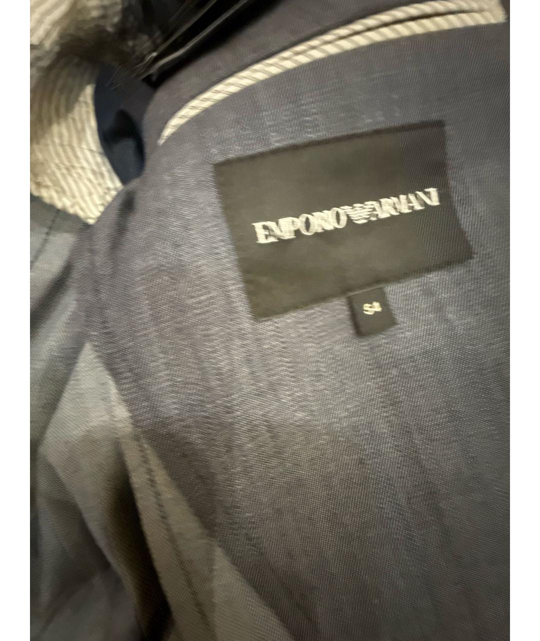 EMPORIO ARMANI Темно-синий хлопковый пиджак, фото 6