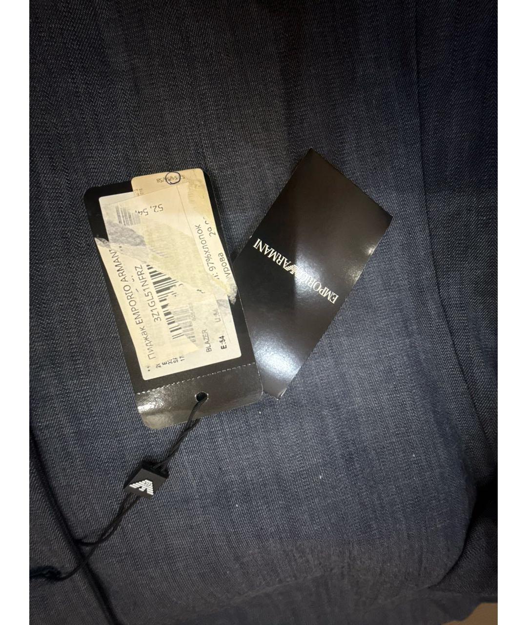 EMPORIO ARMANI Темно-синий хлопковый пиджак, фото 5