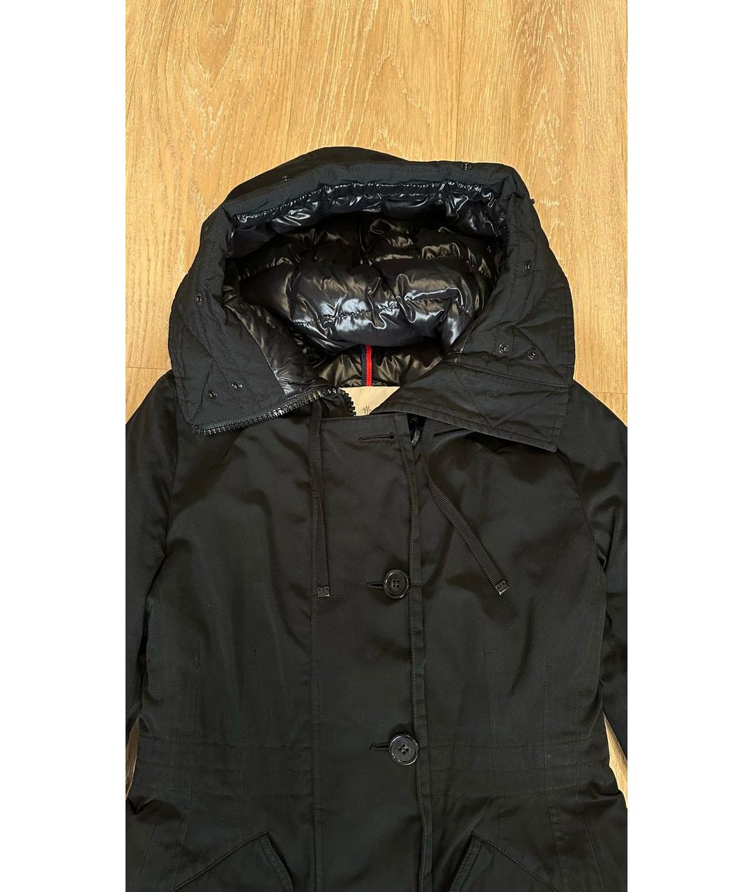 MONCLER Черный полиэстеровый пуховик, фото 4