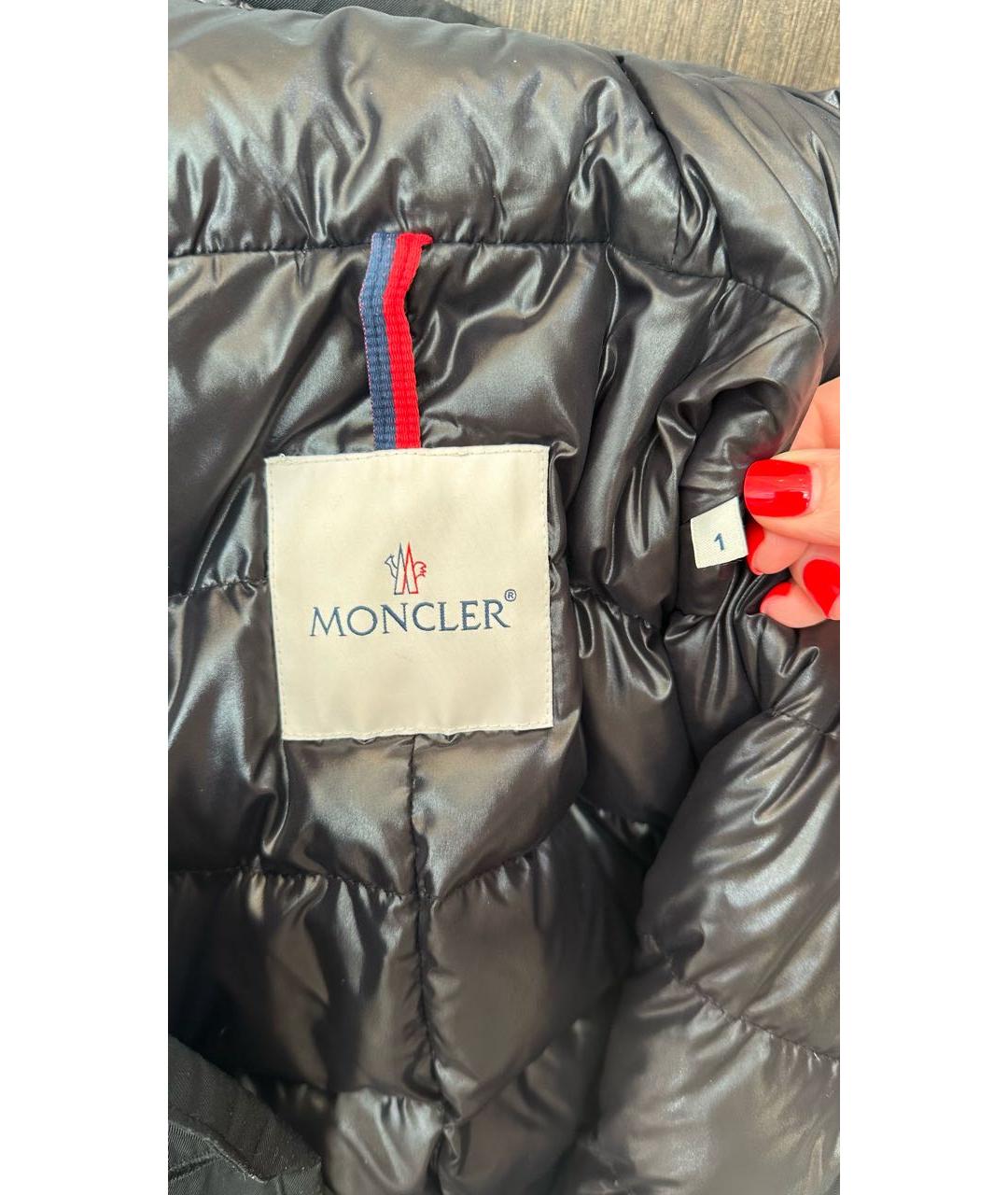 MONCLER Черный полиэстеровый пуховик, фото 3