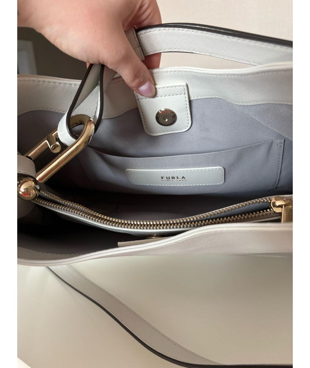FURLA Белая кожаная сумка тоут, фото 8
