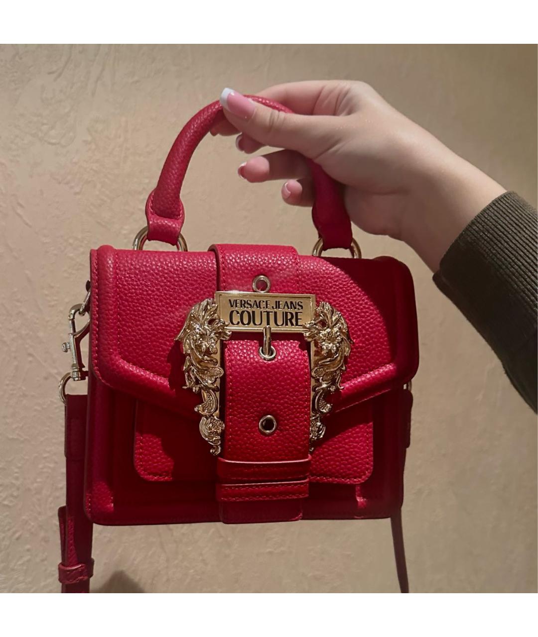 VERSACE JEANS COUTURE Красная кожаная сумка через плечо, фото 6