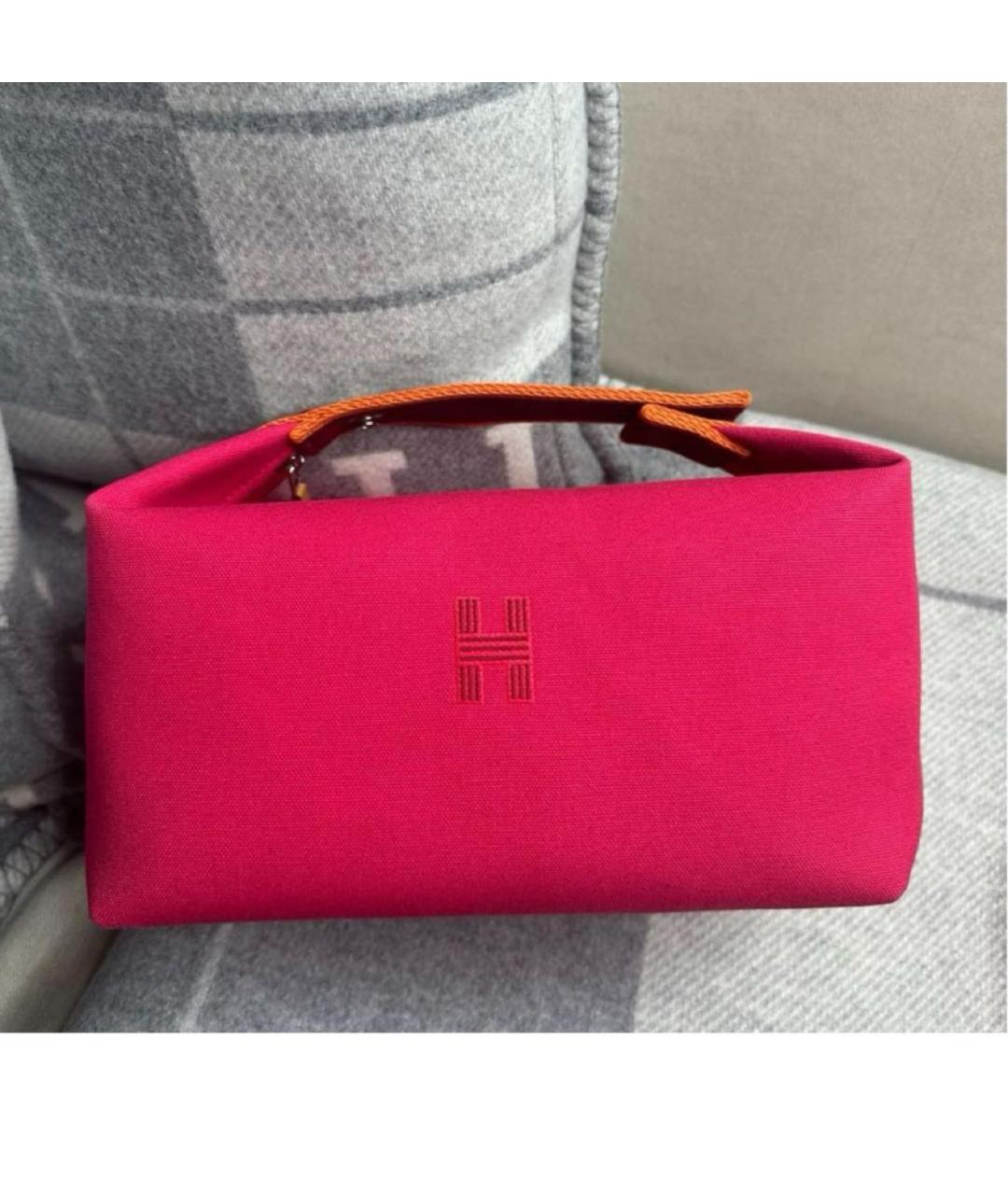 HERMES Розовая хлопковая косметичка, фото 2
