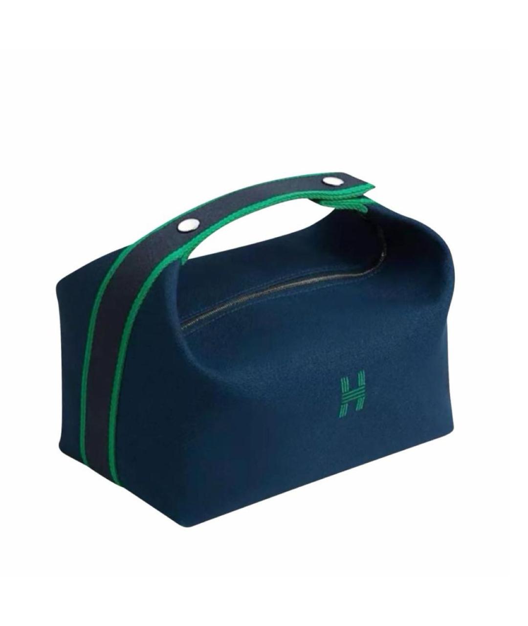 HERMES Темно-синяя хлопковая косметичка, фото 3