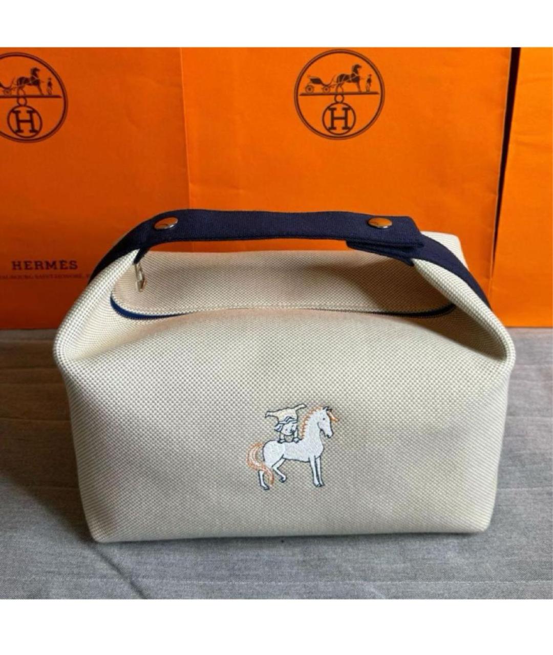 HERMES Бежевая косметичка, фото 2