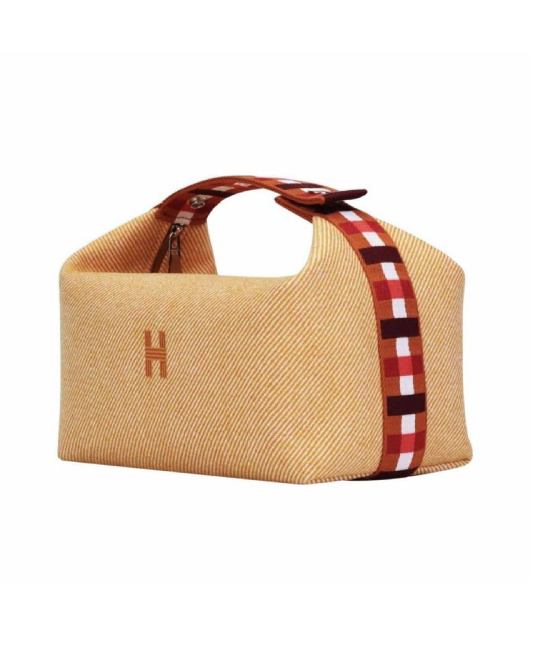 HERMES Оранжевая шерстяная косметичка, фото 4