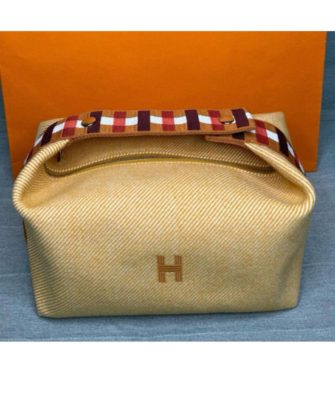HERMES Оранжевая шерстяная косметичка, фото 2