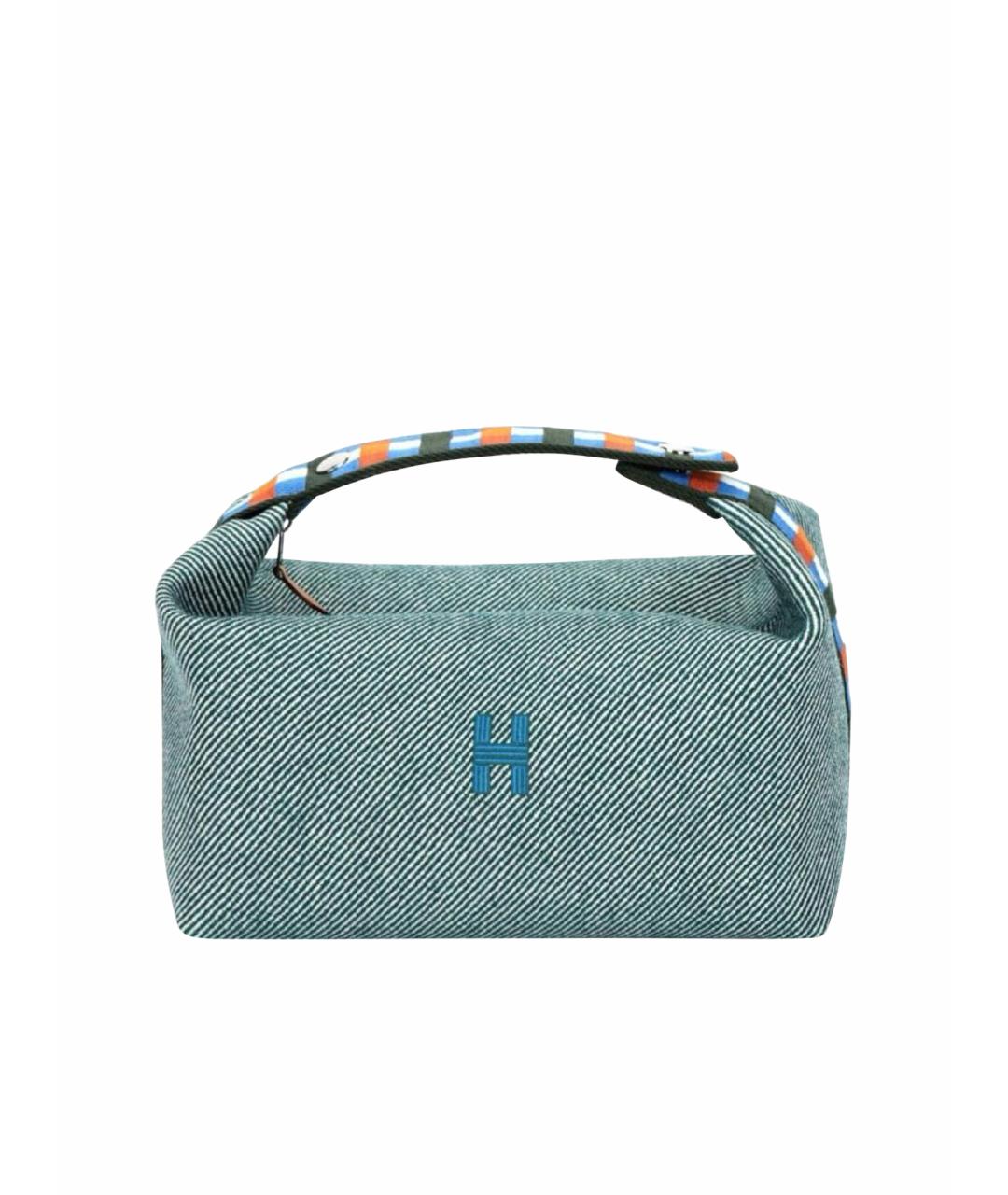HERMES Синяя шерстяная косметичка, фото 1