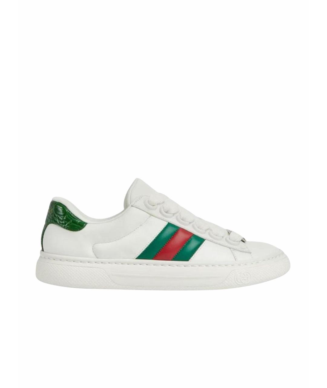 GUCCI Белые кожаные кроссовки, фото 1