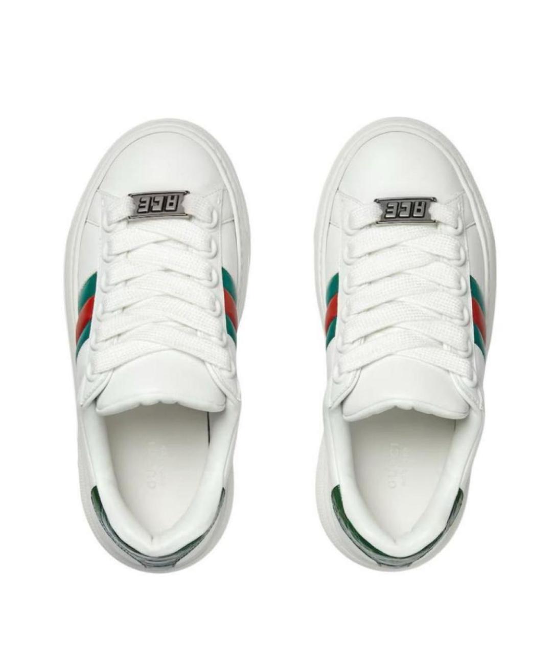 GUCCI Белые кожаные кроссовки, фото 2