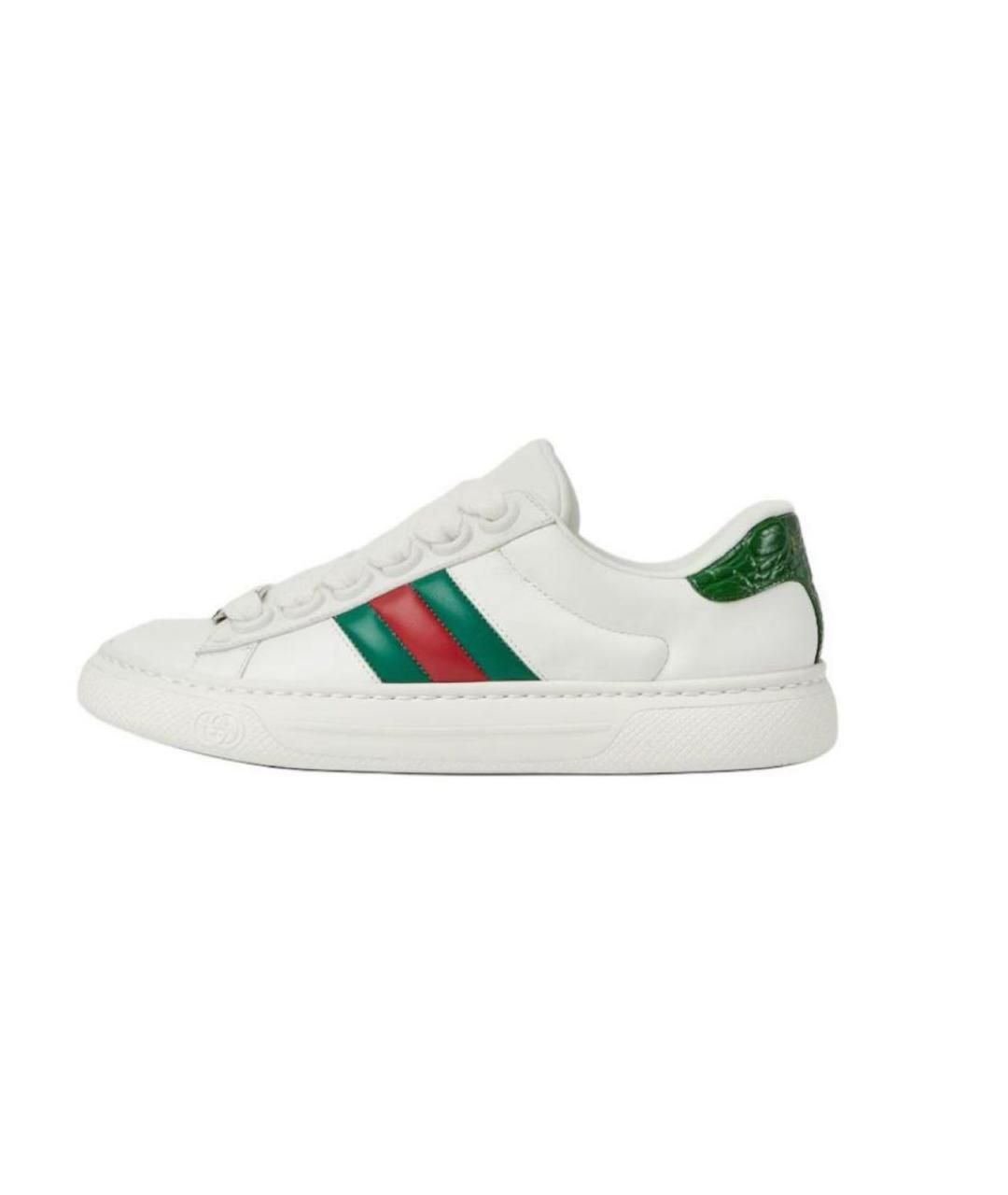 GUCCI Белые кожаные кроссовки, фото 6