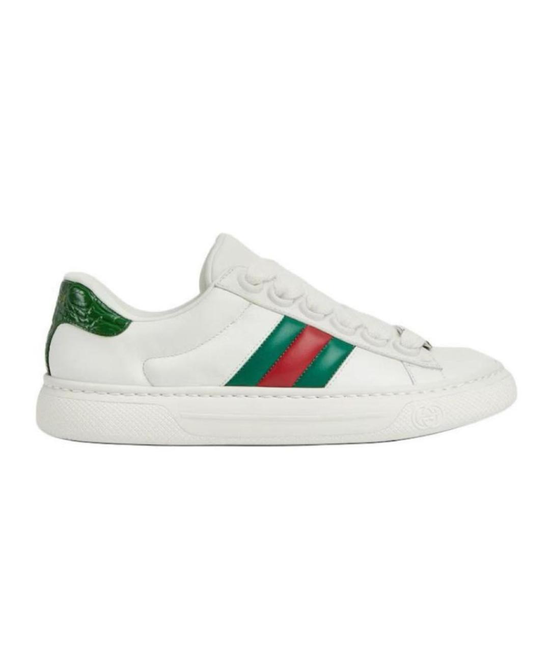 GUCCI Белые кожаные кроссовки, фото 8
